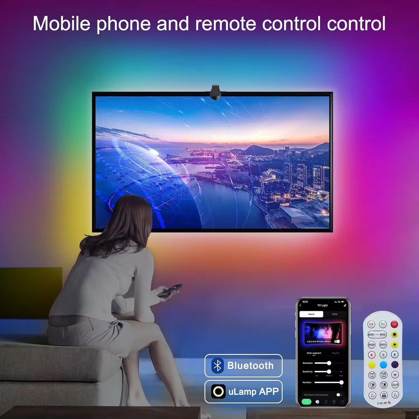 XSmart TV Backlight with (Camera Sensor) - Sync via Camera & App Control